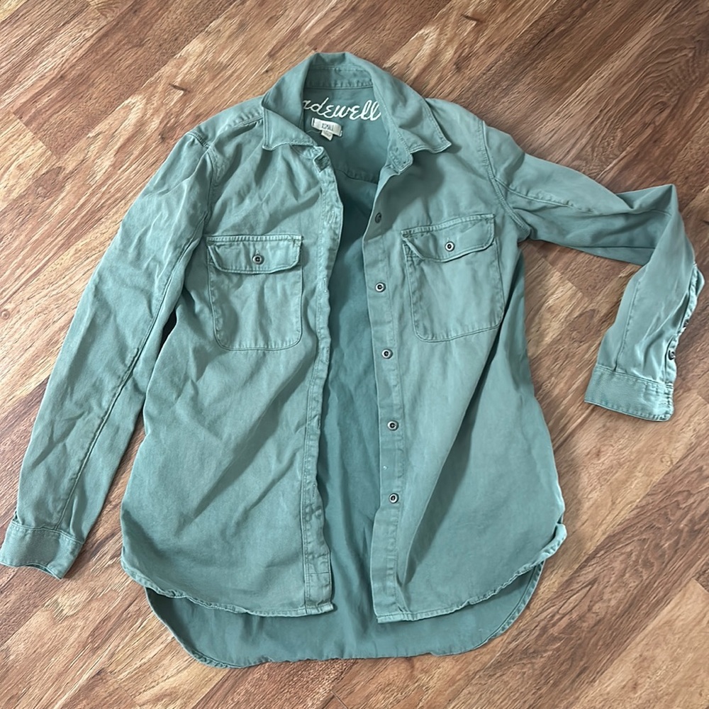 Madewell womens green military color button up